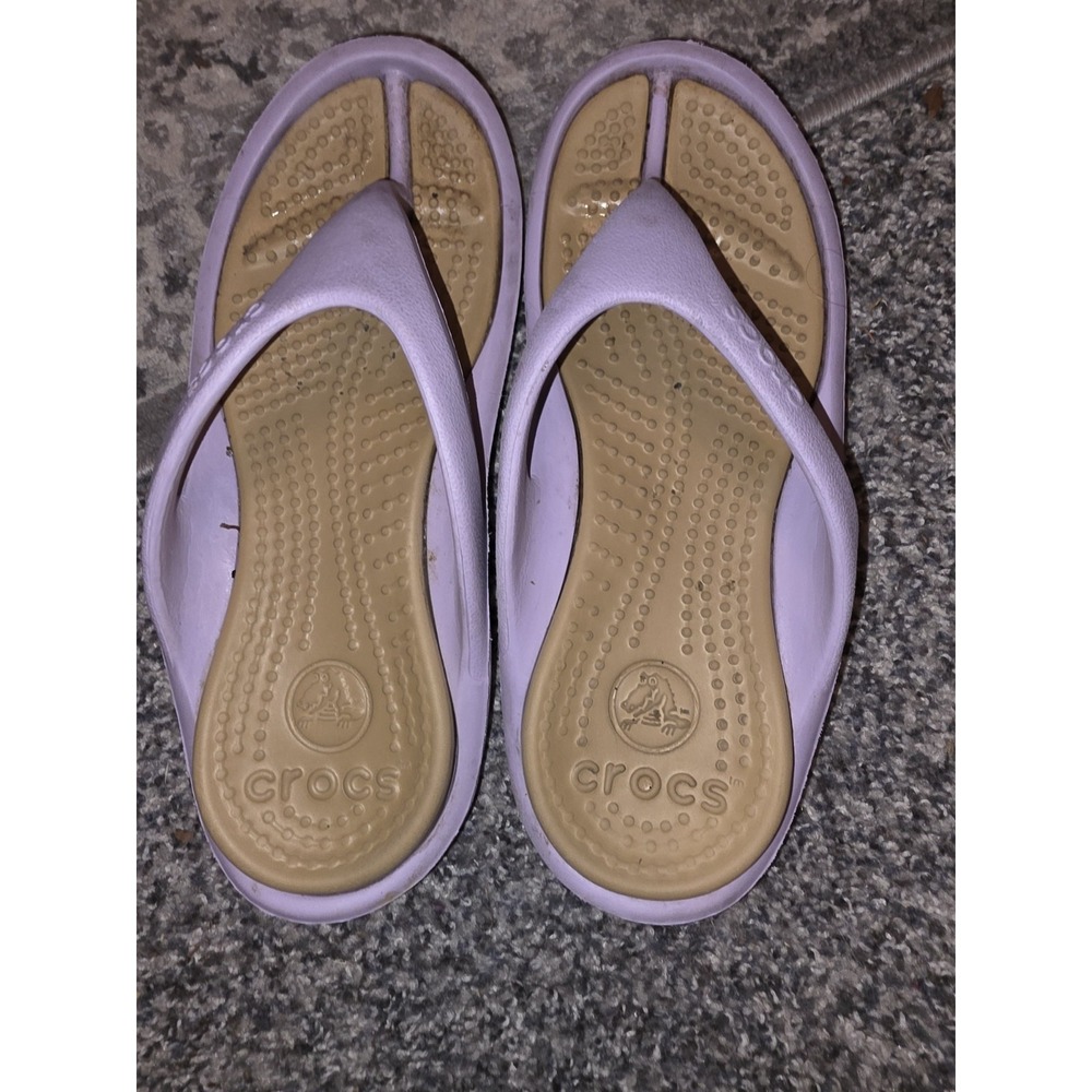 crocs sandals womens 8 Lavender And Tan . Beachy,‎ Coastal, Vacation, Casual,